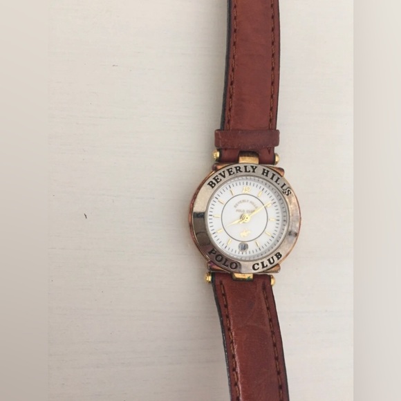 Vintage 90s Beverly Hills Polo Club Women’s Quartz Watch Brown Genuine Leather main image 4